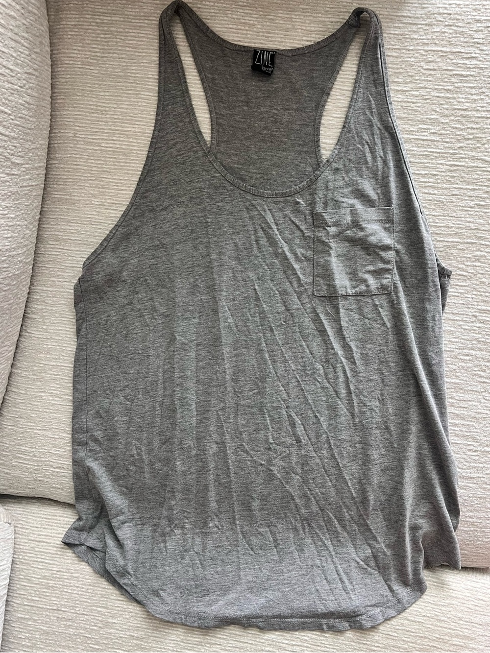 ZINE Grey Racerback Tank Top with Pocket